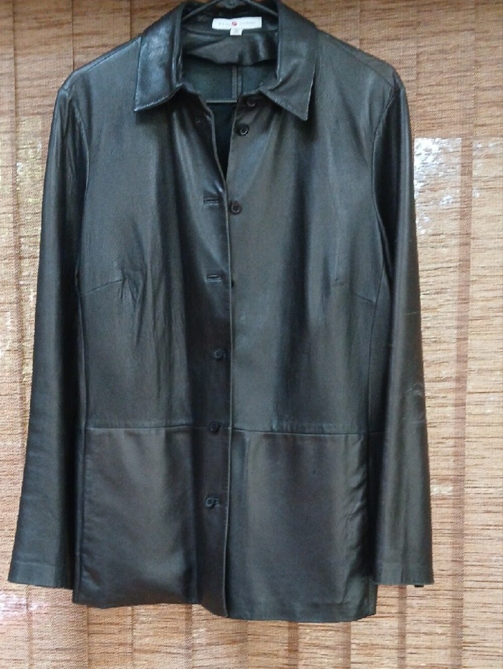 Vintage 90s Saks Real Clothes Black Leather Shacket Shirt Jacket